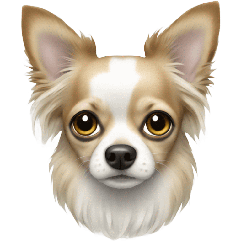 chihuahua white with black spots long haired  emoji