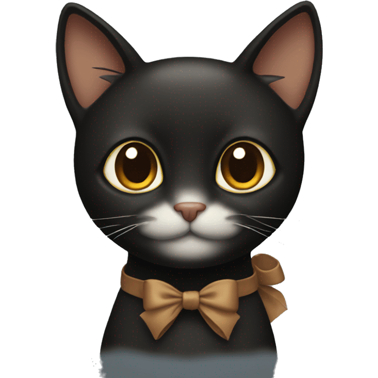 Black cat with brown bow emoji