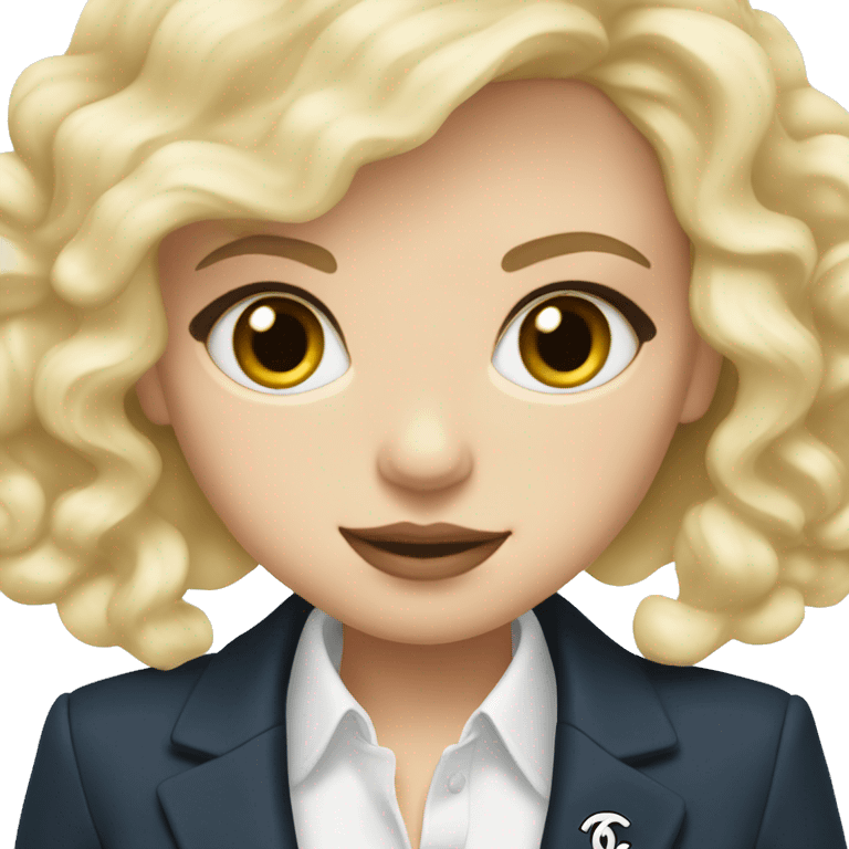 blonde girl blue eyes with chanel blazer emoji