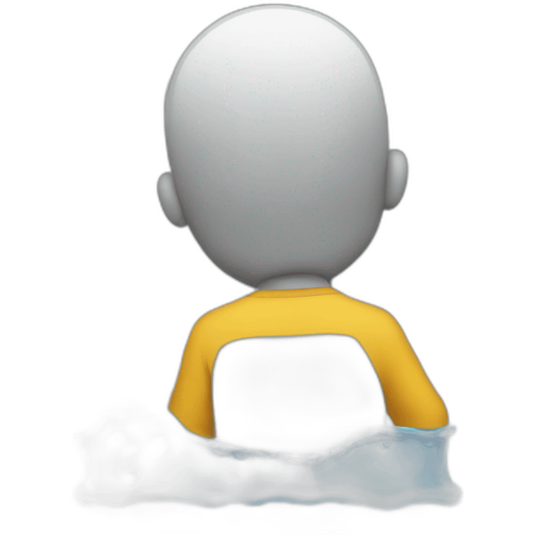 backside of a man looking down pouring water emoji