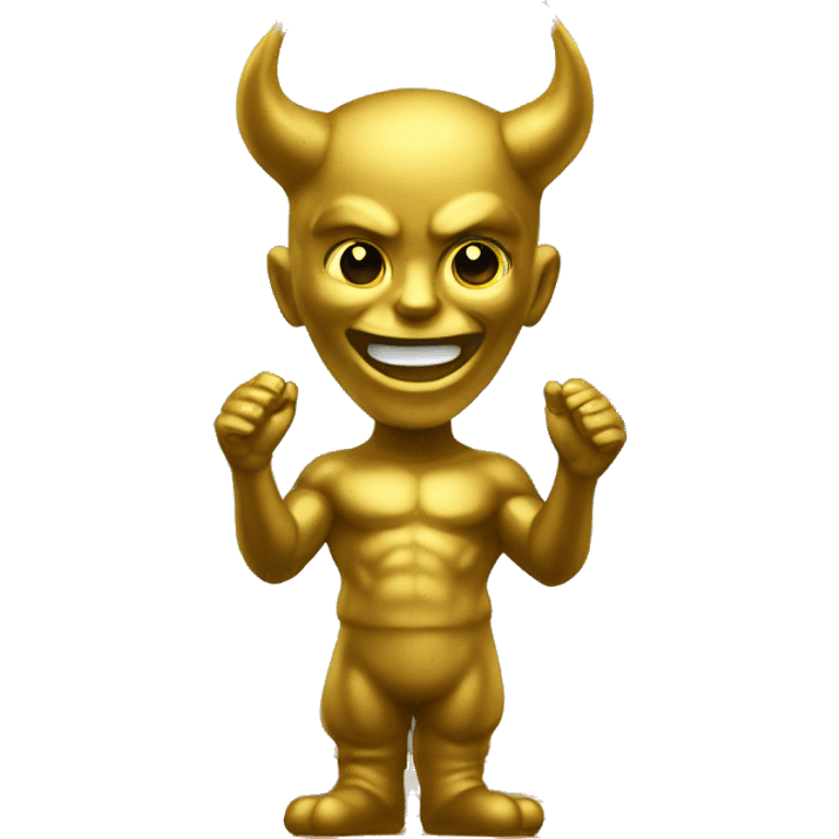 Golden devil standing statue emoji