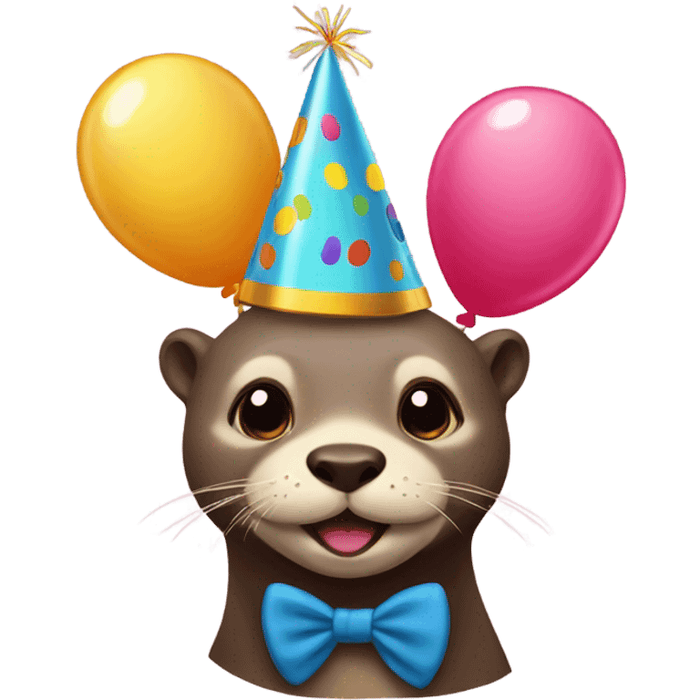 Otters with birthday hats emoji