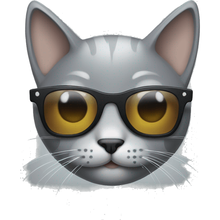 Grey kitty with sunglasses emoji