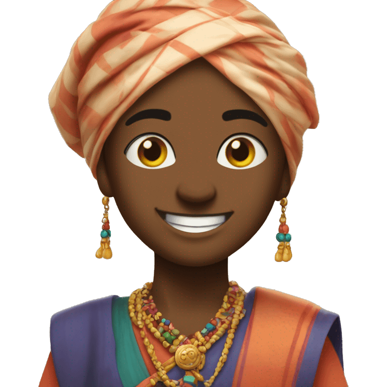 Majama Che!" (All good!)

Visual: A cheerful character with a broad smile and good looks and dancing doing Garba  emoji