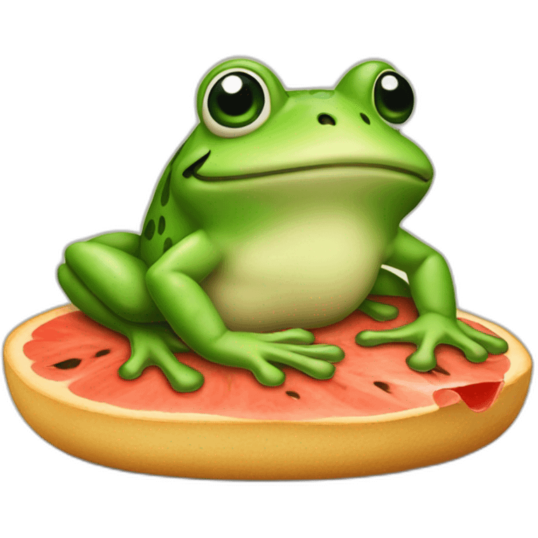 Grenouille avec un pastèque emoji