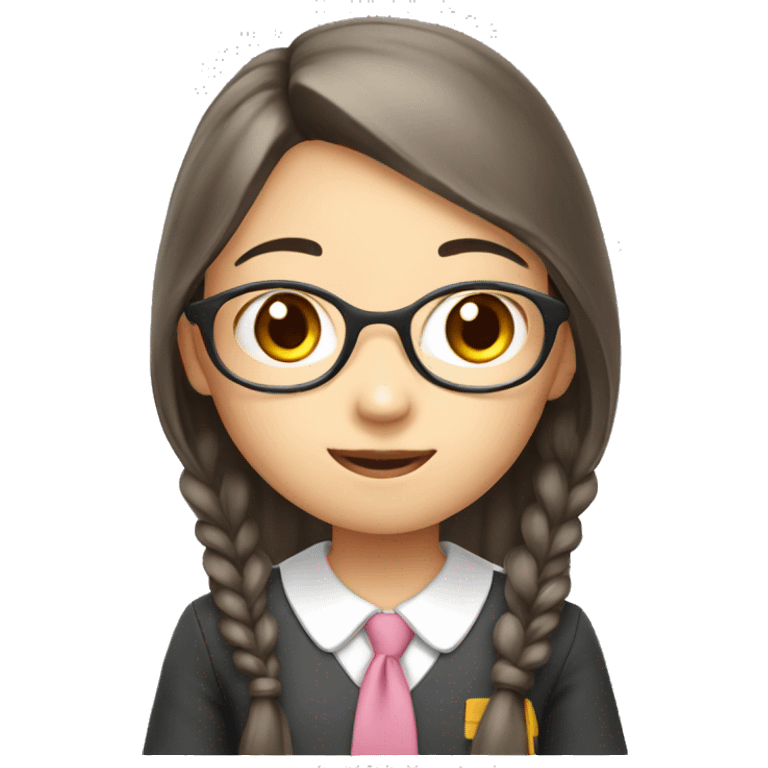 cute asian school girl study  emoji