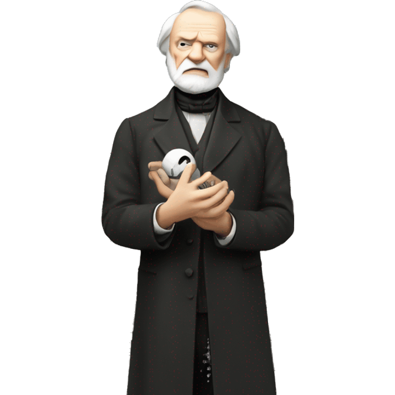 Victor Hugo holds a cathedral in his hands emoji