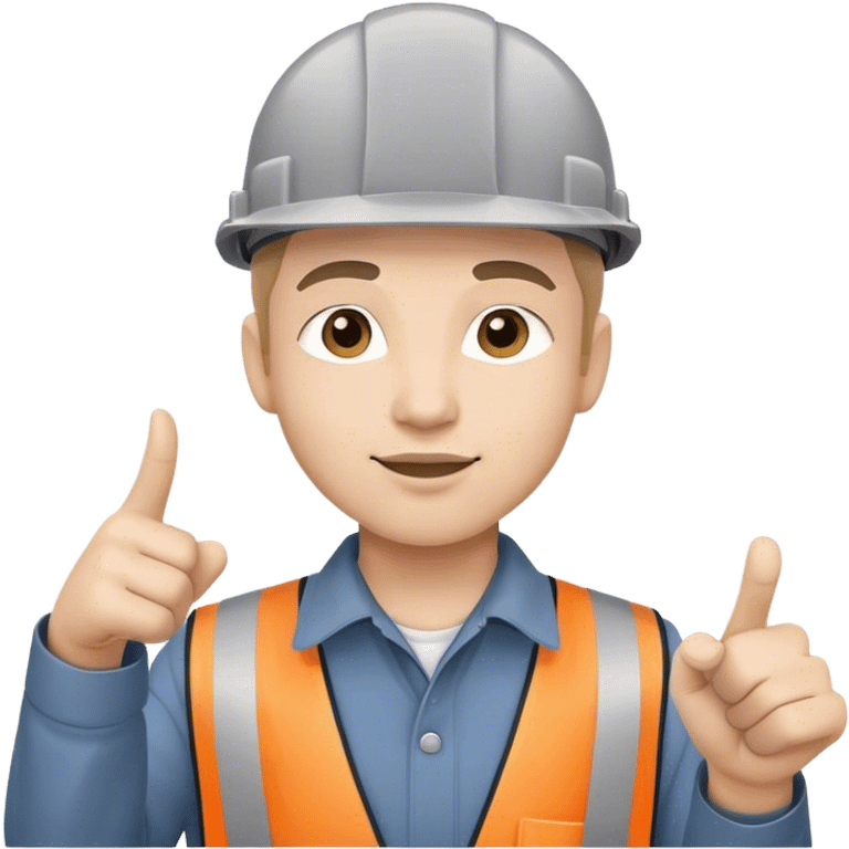 Worker with grey hard hat pointing emoji