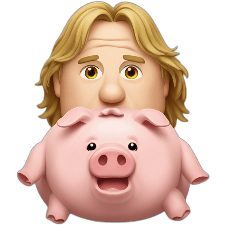 Depardieu qui mange un cochon à la broche emoji