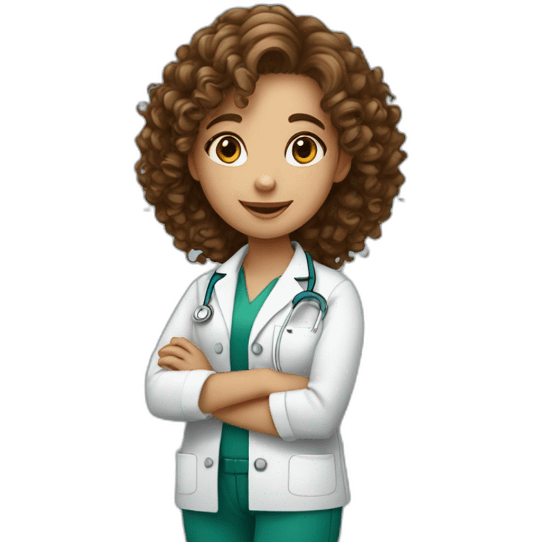 Veterinary Technician Girl With Curly Brown Hair emoji