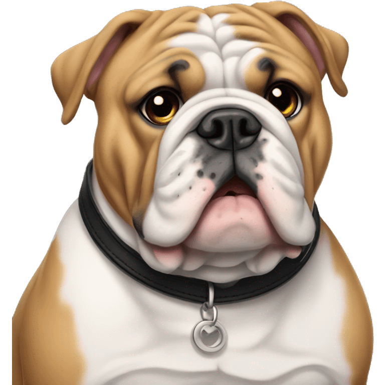 An English bulldog with a black collar emoji