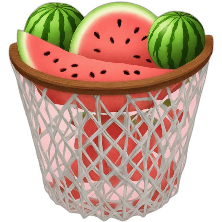 A watermelon in a basketball basket emoji