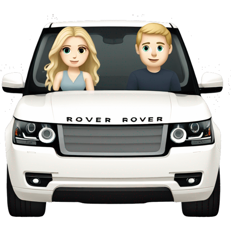 white girl and white boy sitting in white range rover emoji