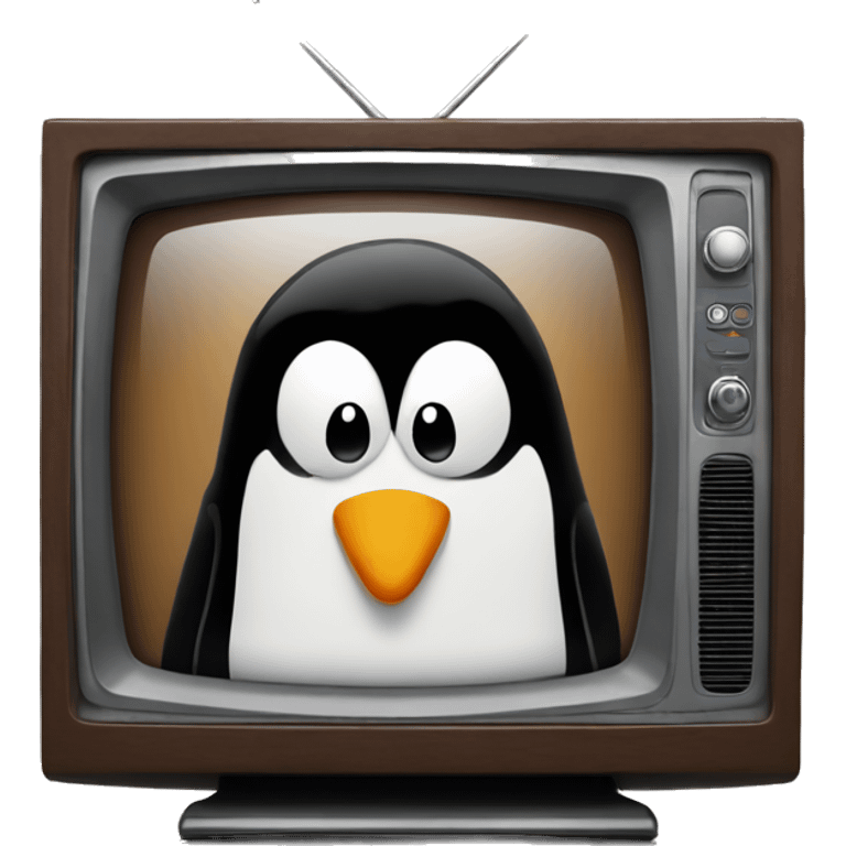 television with penguin on screen emoji