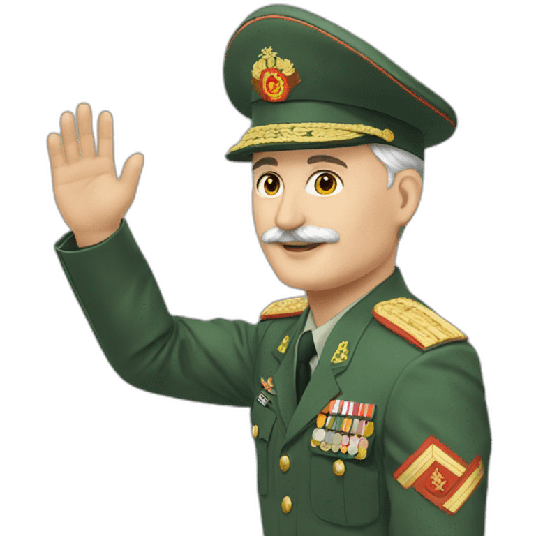 Lukashenko in military uniform high-fives emoji