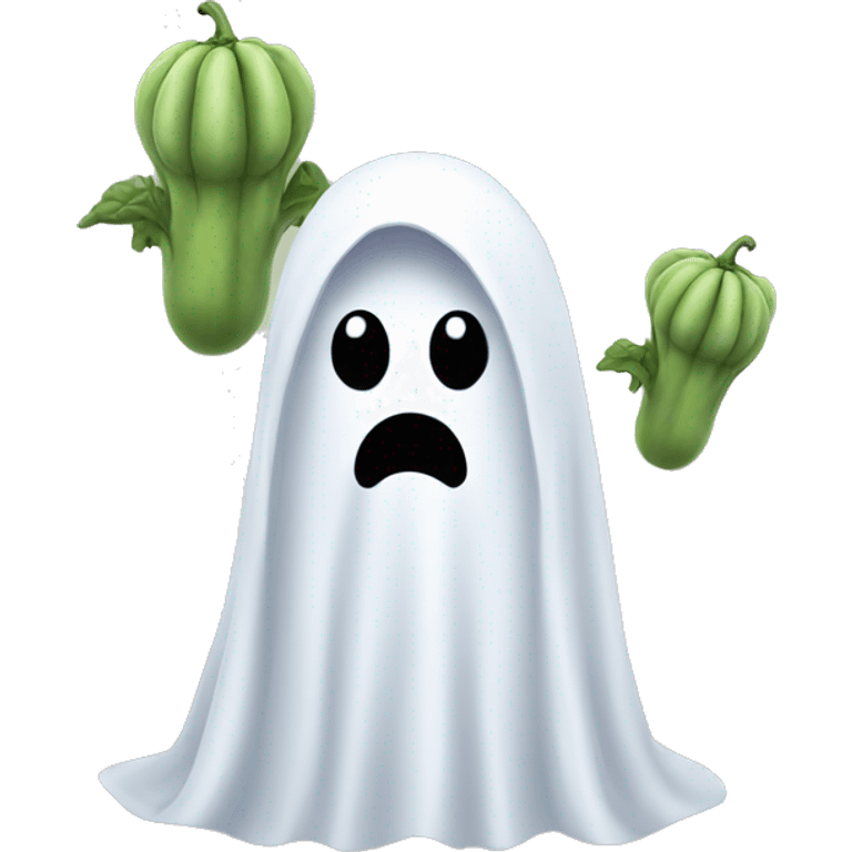 Ghost thinking of egg plants emoji