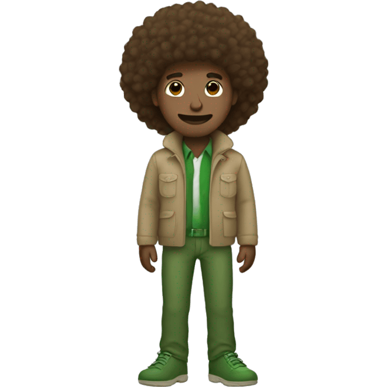 White man with brown Afro and green crocs  emoji