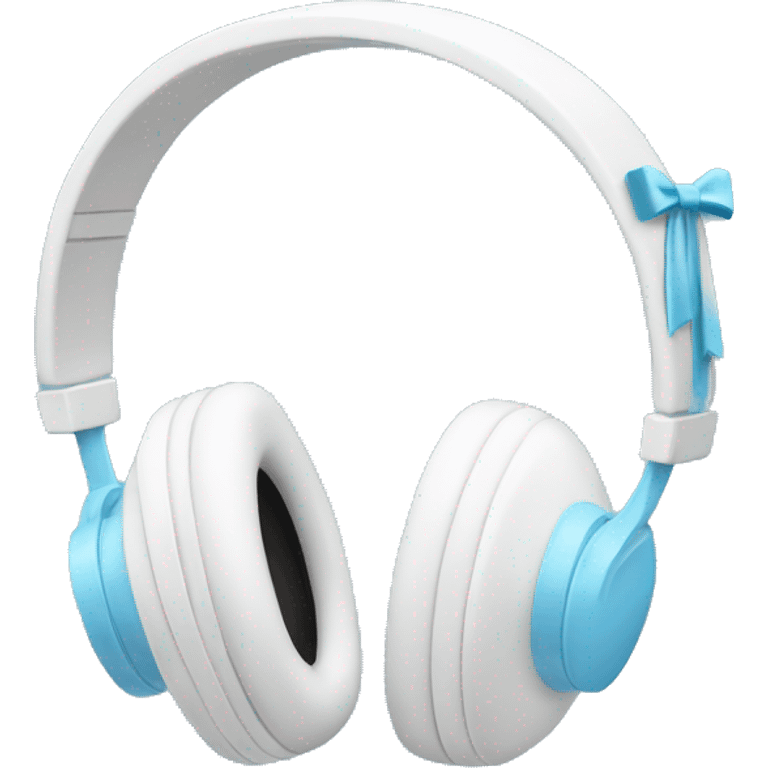 White headphones with light blue bows emoji