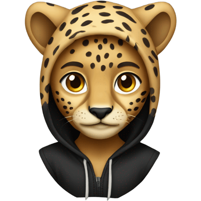 cheetah wearing a black hoodie emoji