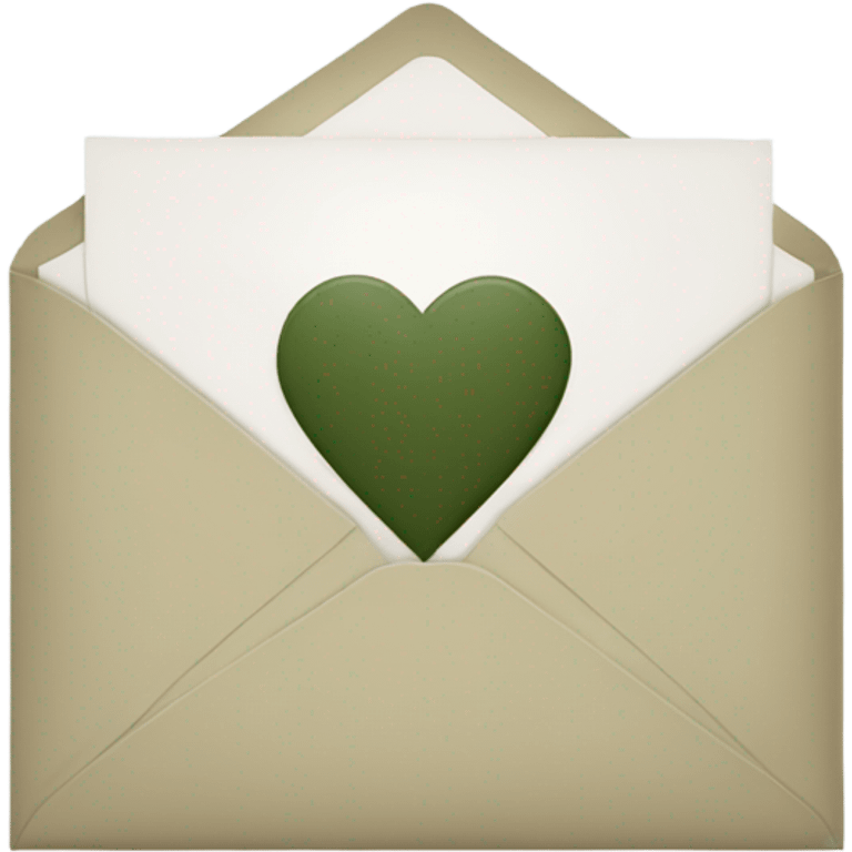 white envelope with a dark khaki green heart emoji