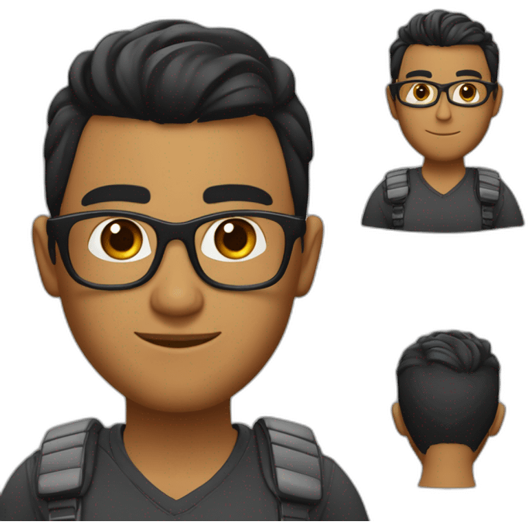 chico con cabello corte buzz, de tes morena con gafas para ver  emoji