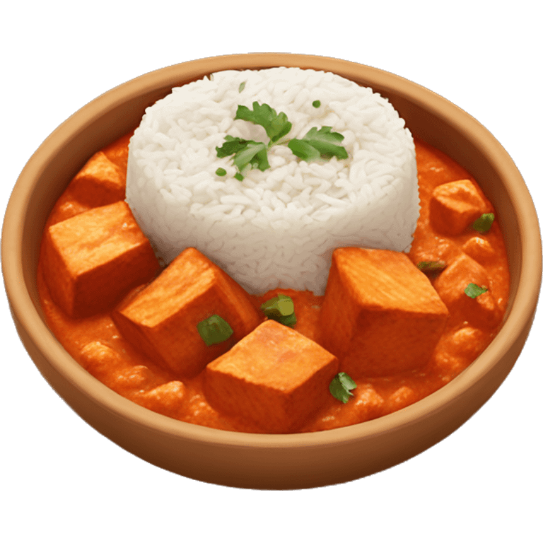 Paneer tikka masala and rice emoji