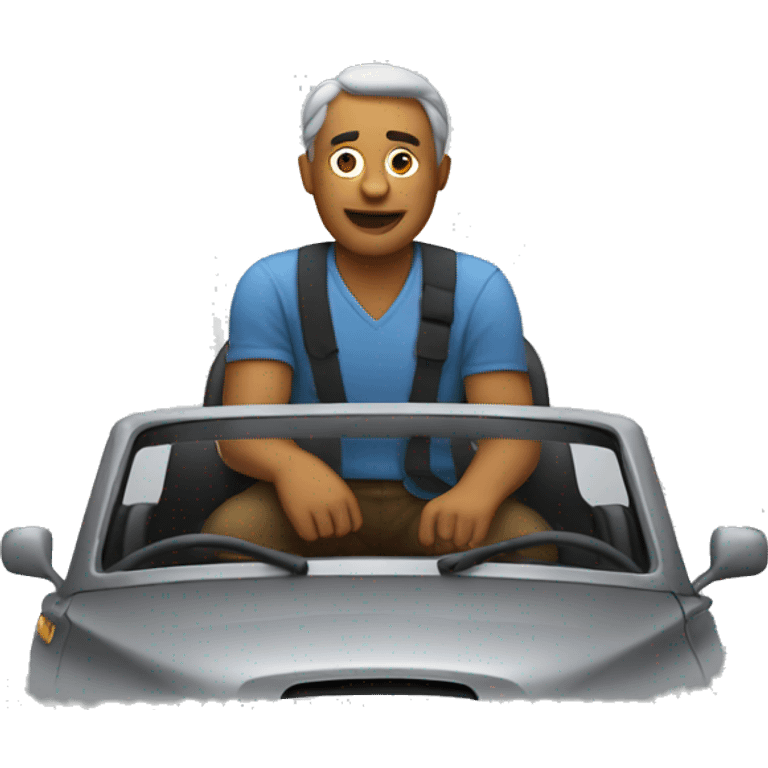 a man sit in a car emoji