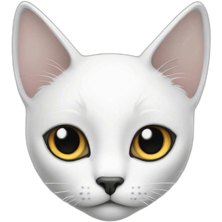 white cat with one black ear emoji