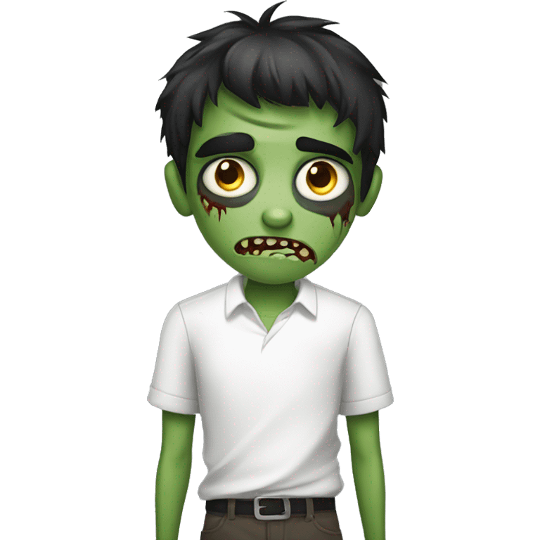 teen boy zombie with dark hair and white shirt emoji