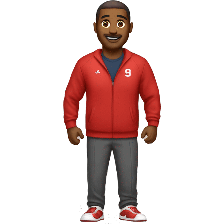 Basketball coach wearing red sweater emoji