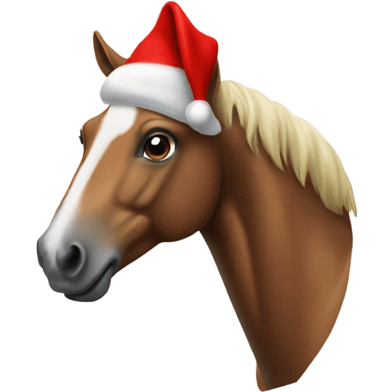 Horse wearing Santa hat emoji