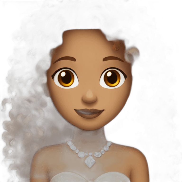 Mixed girl /curly long hair, brown dark cinnamon color/ with dark brown eyes / with a diamond dress emoji