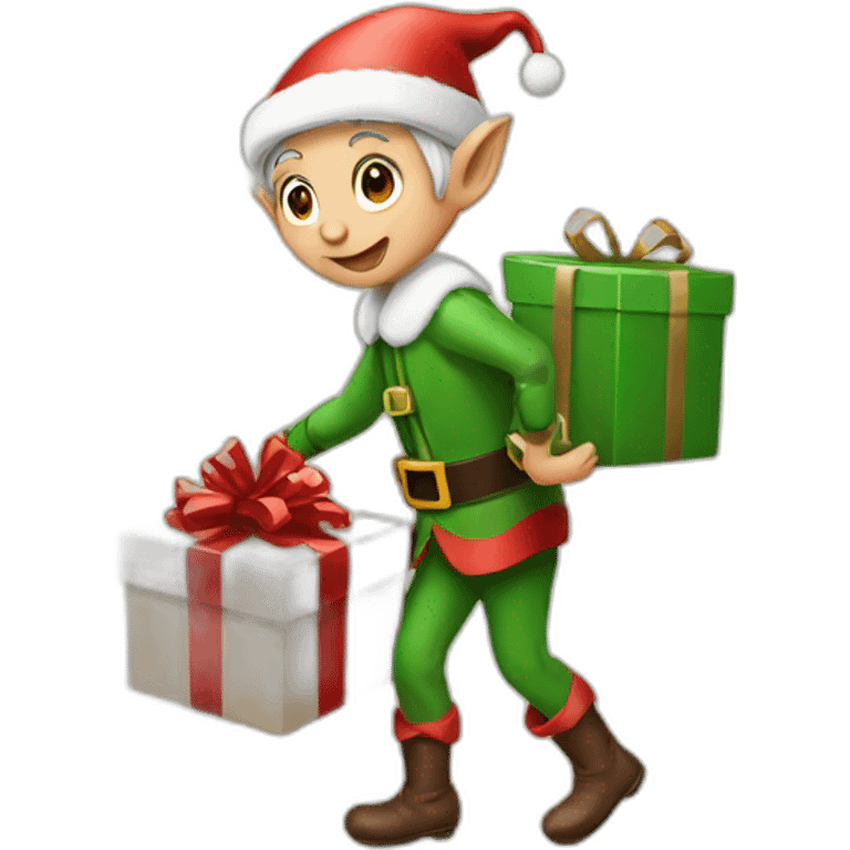 Elf delivering Christmas gift emoji