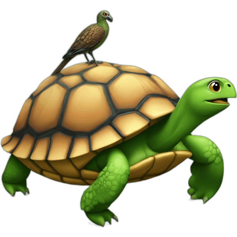 Oiseau sur tortue emoji