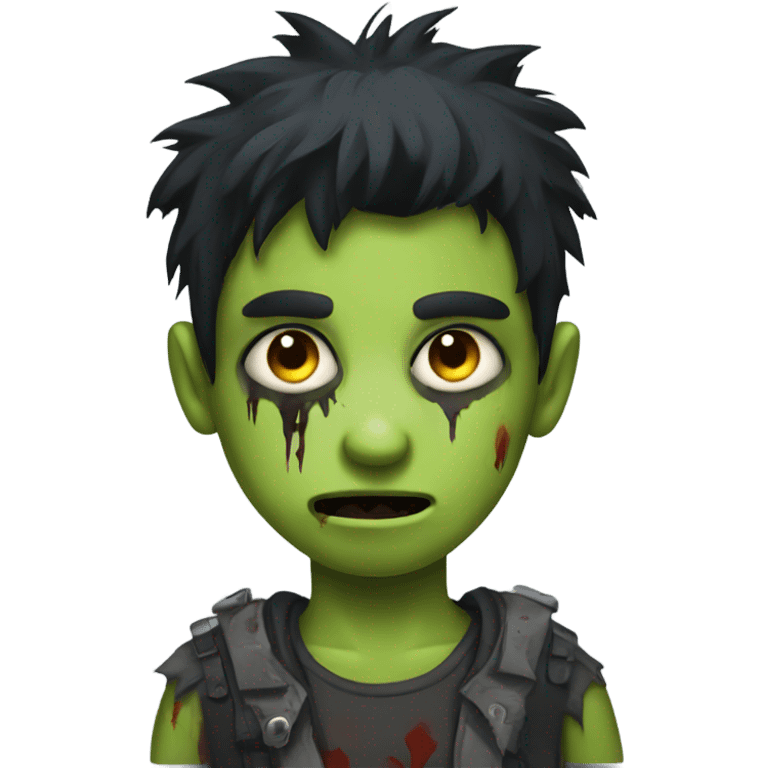 boy zombie with black wolfcut hair emoji