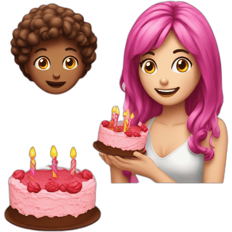 Cake birthday and a girl emoji