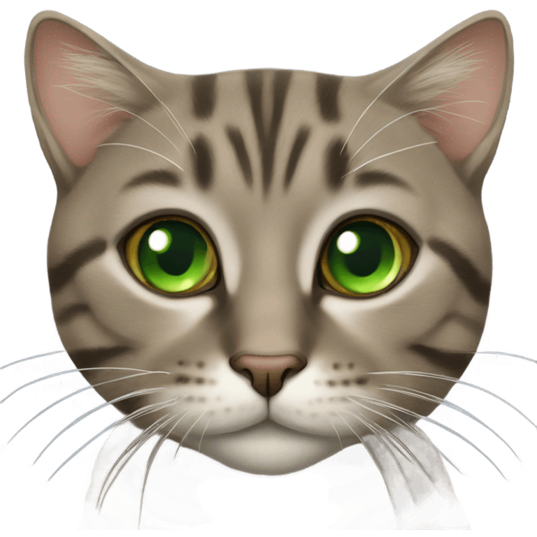 Realistic brownish grey tabby cat with green eyes  emoji