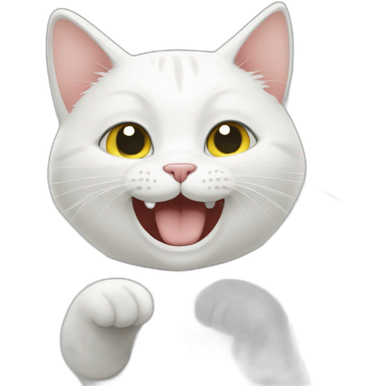 White cat gives a thumbs up emoji