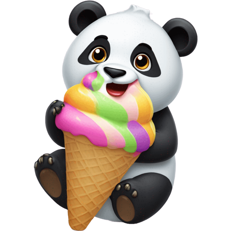 Panda eating ice cream emoji