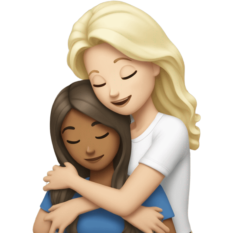 The white blonde woman hugs the white brown haired girl emoji