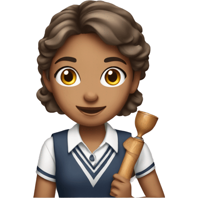 Cute preppy girl holding a stanley emoji