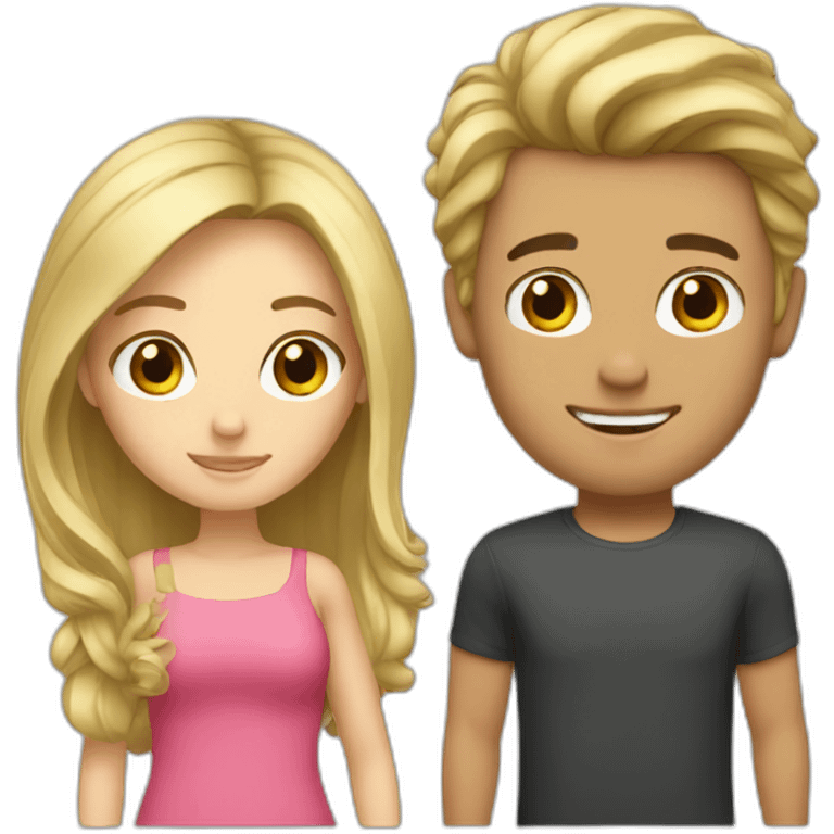 blonde guy and brown haired girlfriend emoji