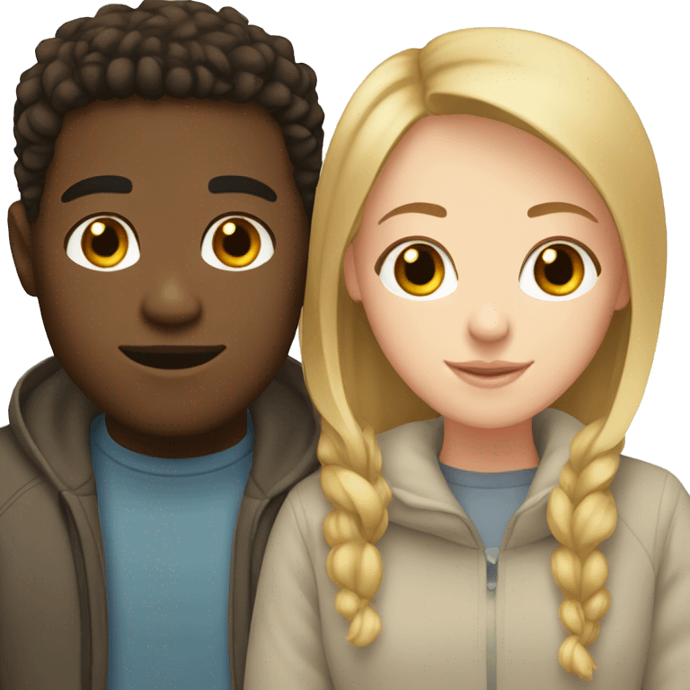 Black boyfriend and white girlfriend with brown hair  emoji