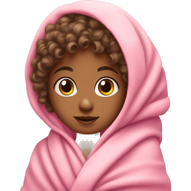 little girl with curly hair wrapped in a pink towel emoji