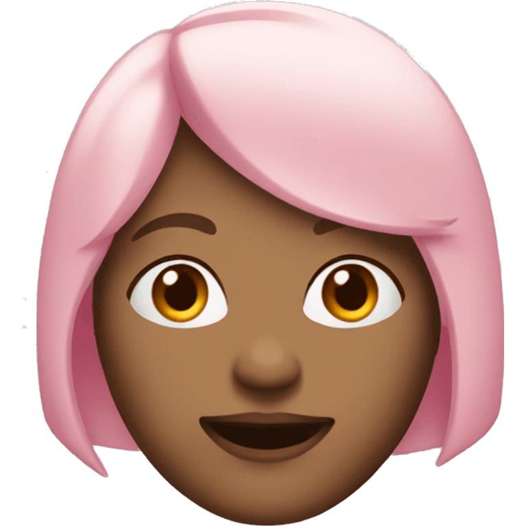 Woman with light pink bob and side bangs winking emoji