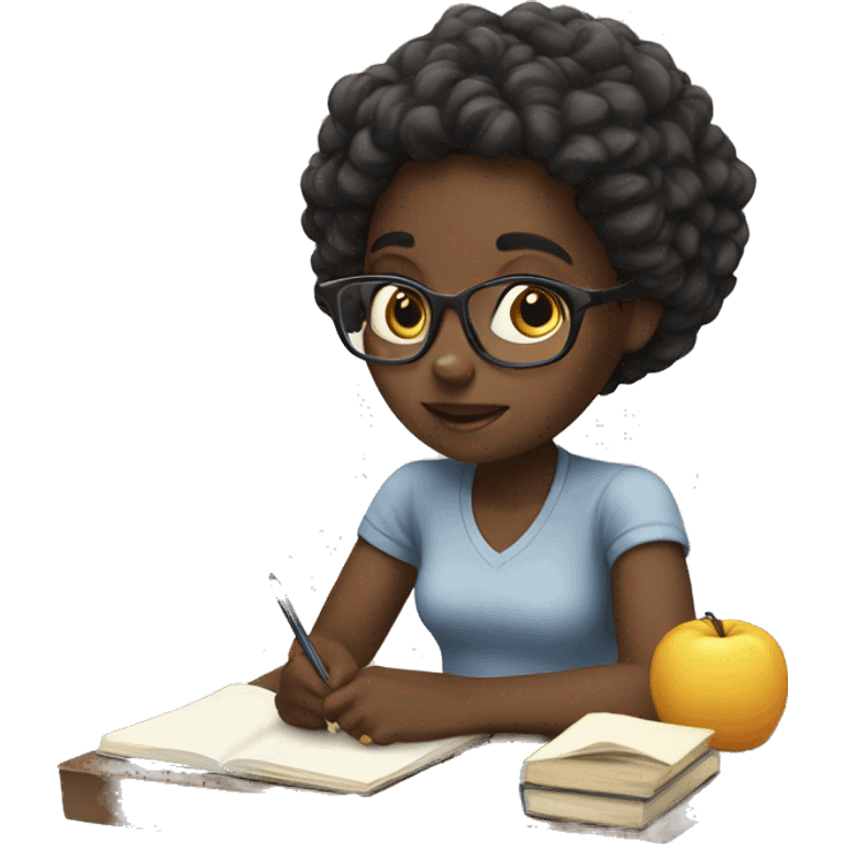 Black girl studying emoji