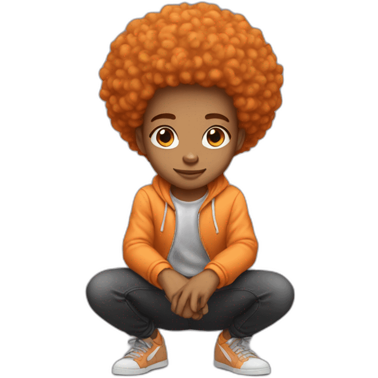 Light skin afro Orangehair squatting emoji