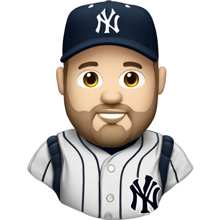 White chubby man with goatee with jersey of the New York Yankees  emoji