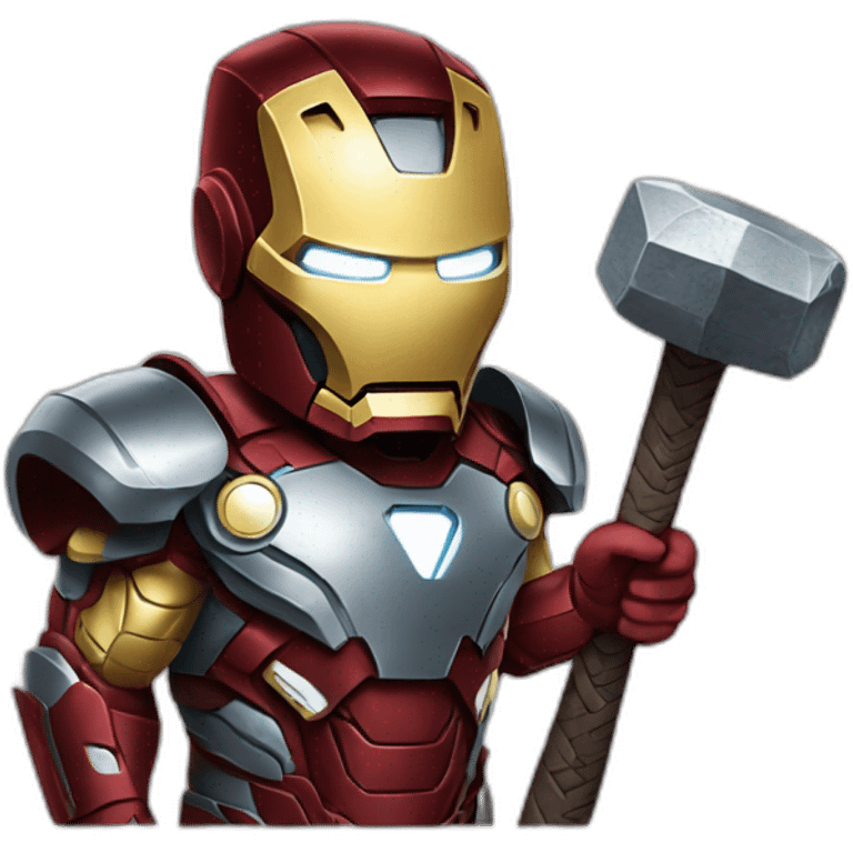 ironman holding thor's hammer emoji