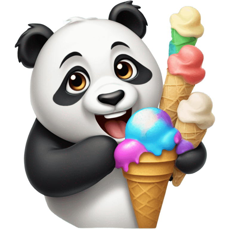 Panda eating ice cream emoji